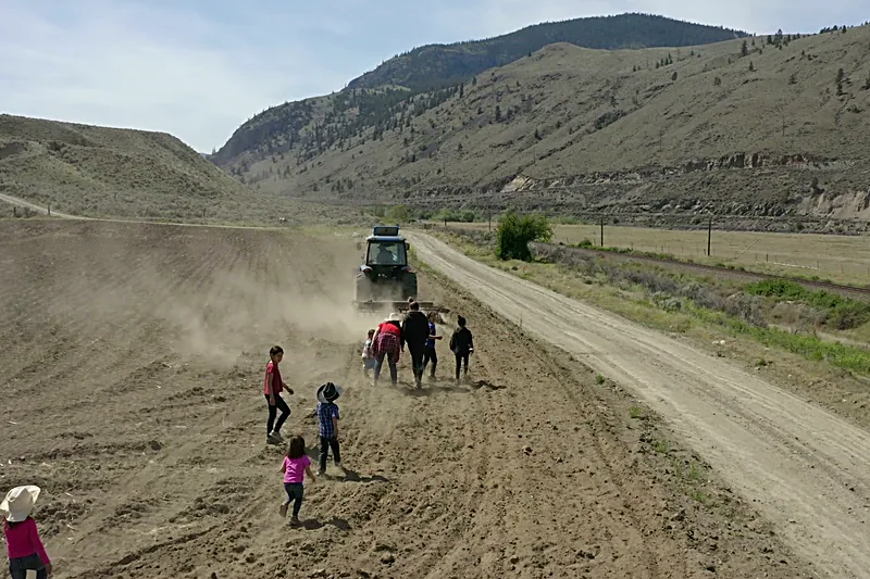 People of Pukaist, young and old, out on the land together