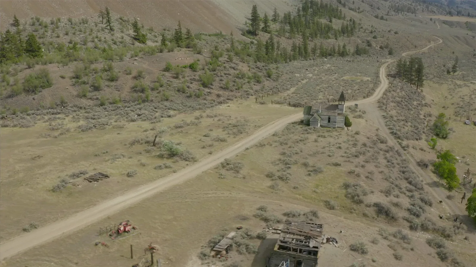 An old church standing in the valley of Pukaist territory, above the Thompson River